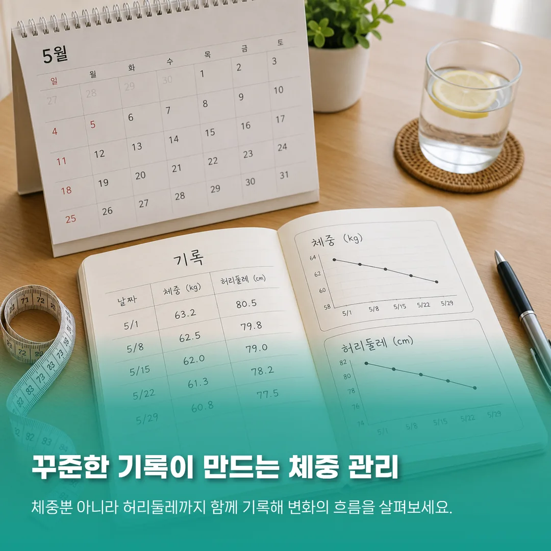갱년기 다이어트 진행 상황을 시간과 수치로 기록하는 관리 일지