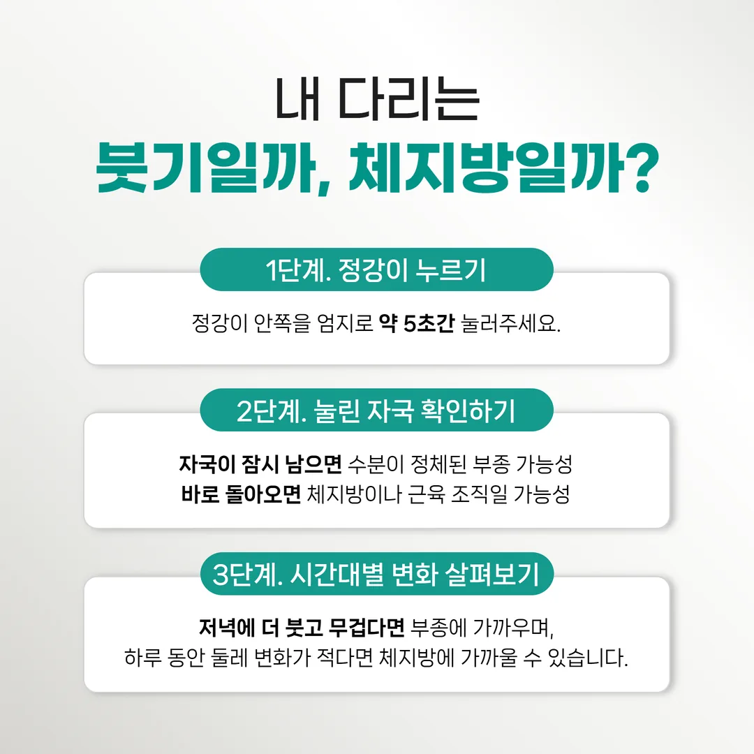 부종과 지방을 구분하는 압흔 테스트 방법
