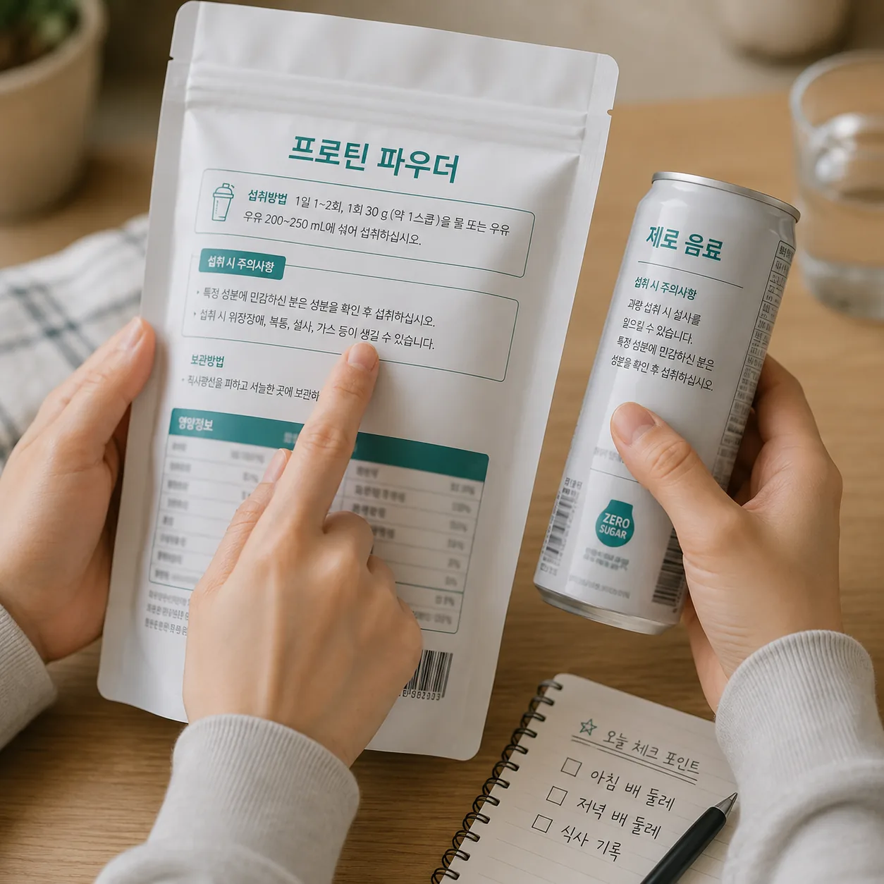 당알코올 함유 제품 주의문구와 첨가 식이섬유 성분표 확인