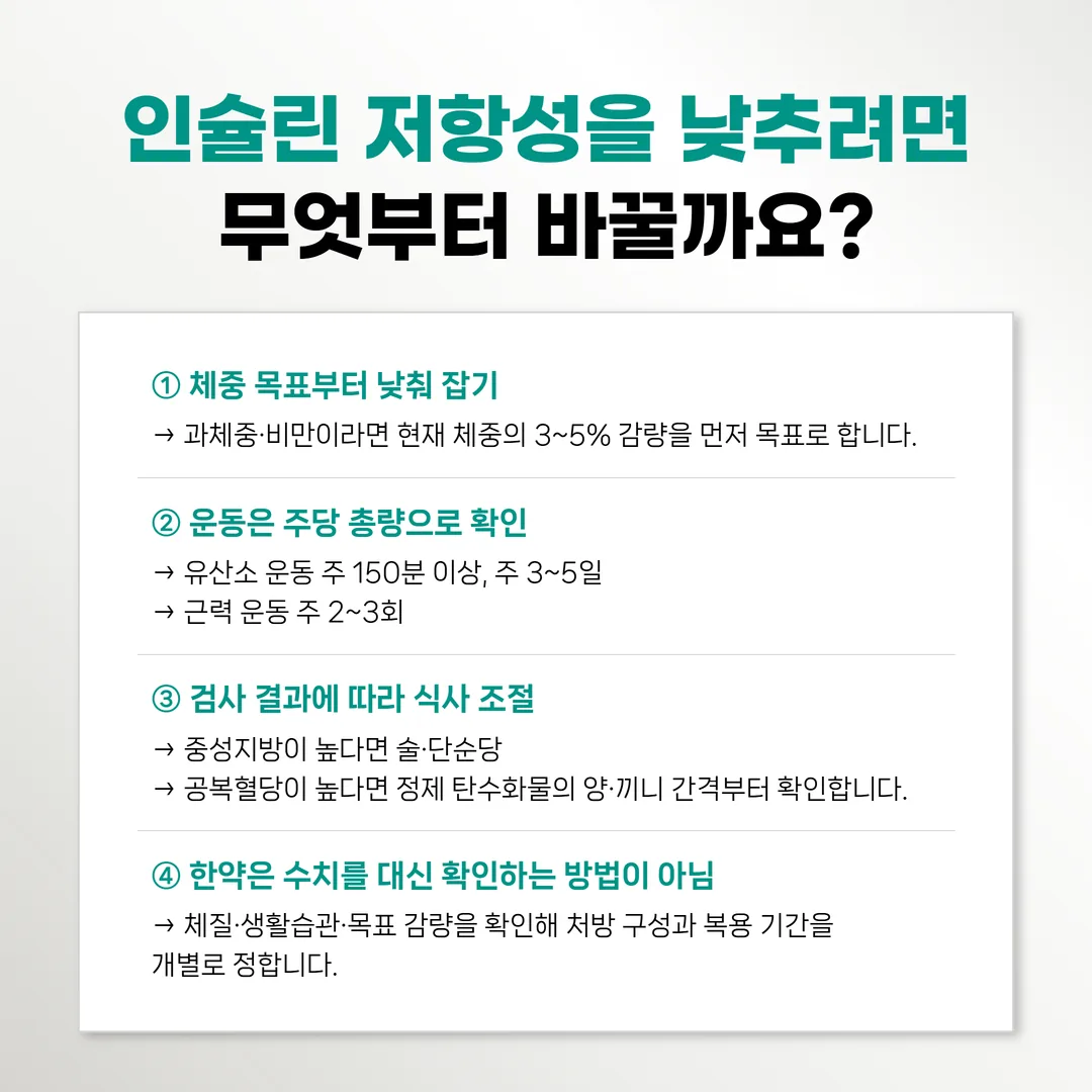 인슐린 저항성 확인 절차 네 단계 흐름도