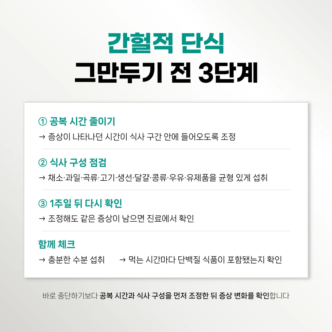 간헐적 단식 교정 순서 3단계 도식